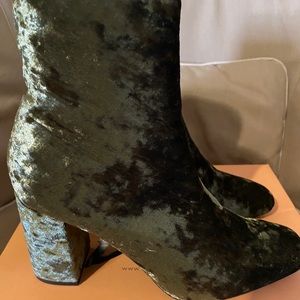 Green Velvet Booties